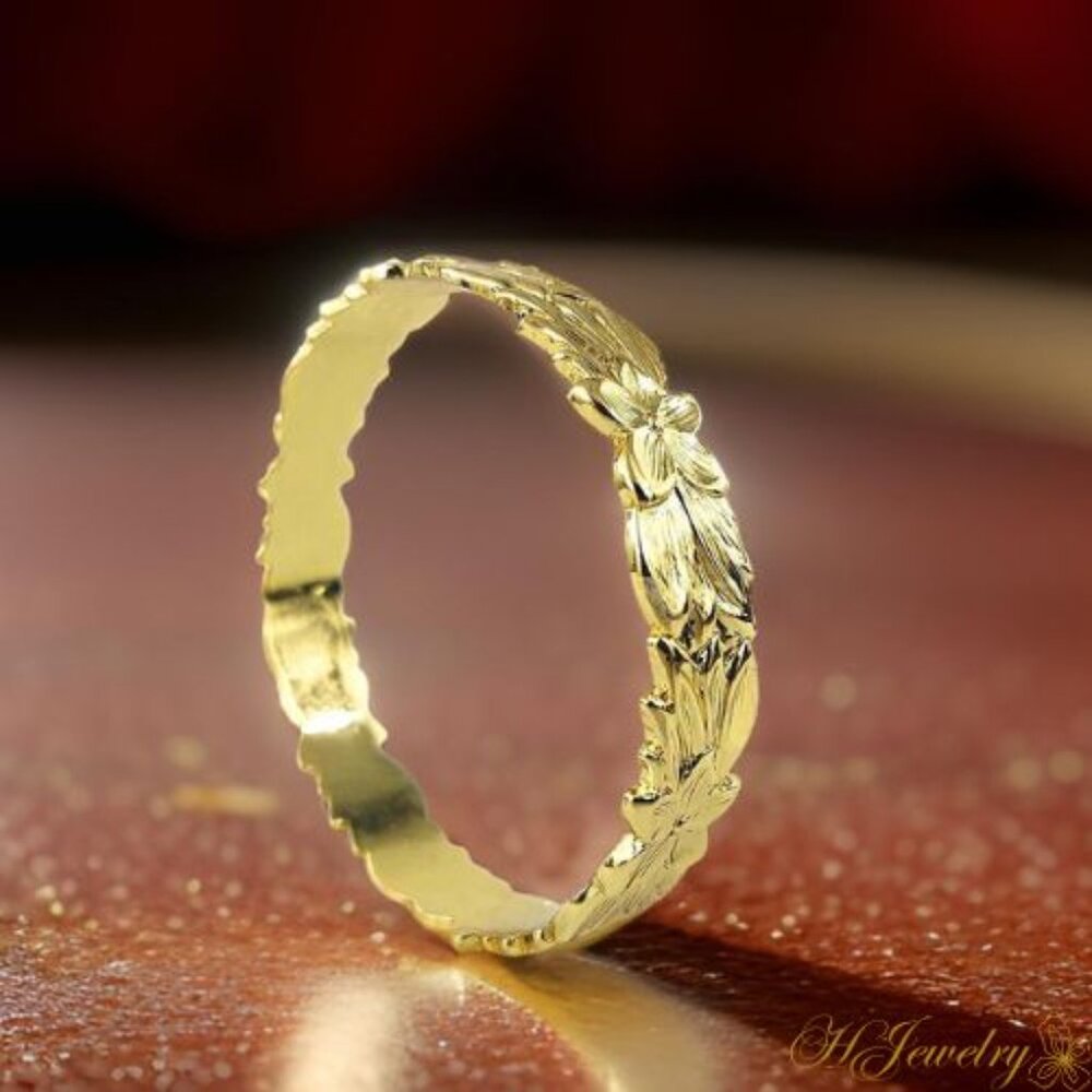 14mm Gold Mali'e Hawaiian Plumeria Bracelet